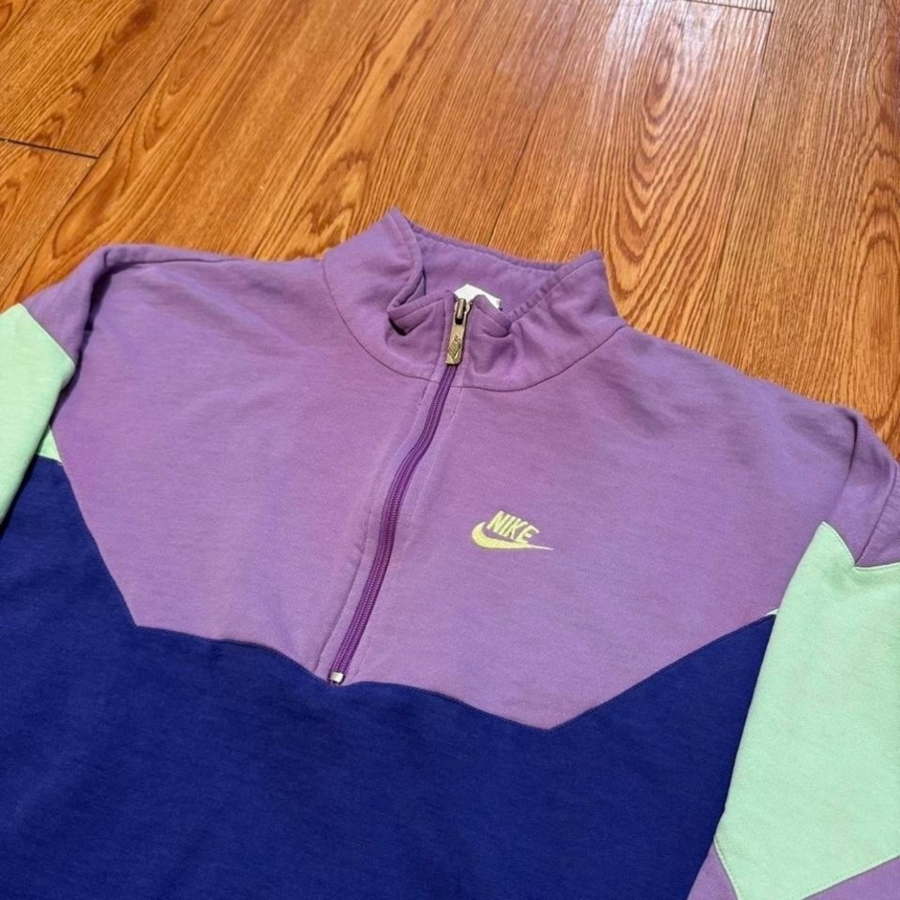 Vintage Nike Women's Pullover Half Zip 80s Sweatshirt Multicolor Size Large
